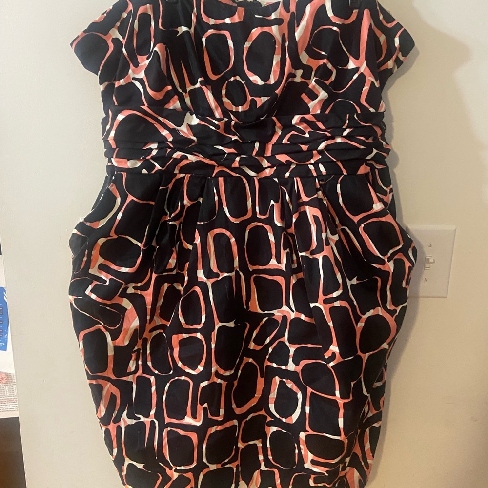 Ashley Stewart Chic Black and Pink Patterned Dress Size 22